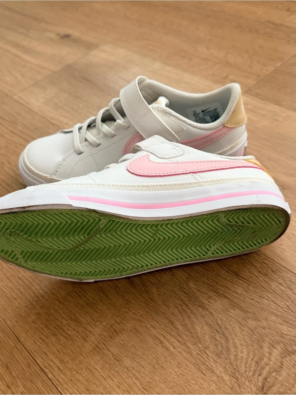 Nike White, Pink & Tan Kids Sneakers